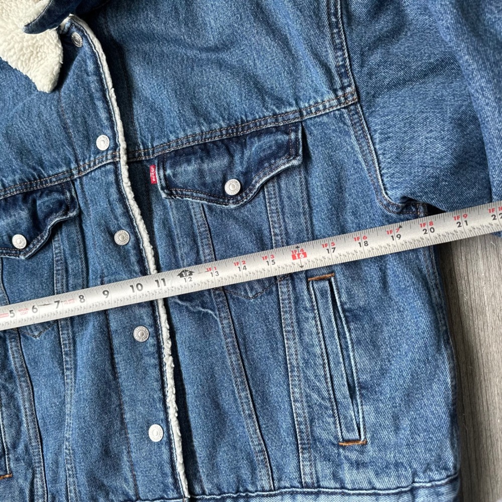 Levi's Sherpa Lined Denim Trucker‎ Jacket Blue Men's Small - Picture 6 of 6
